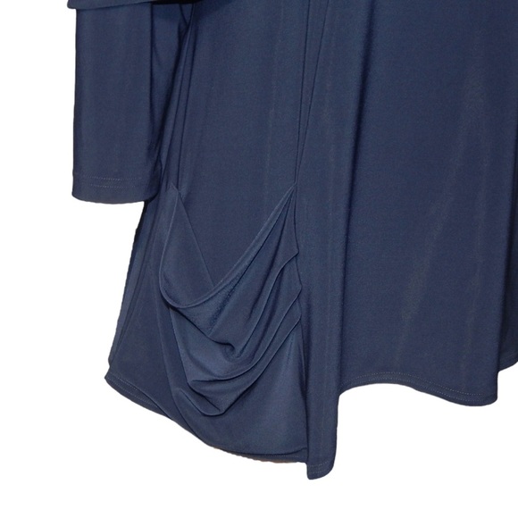 Sympli Uptown Tunic Dark Navy Blue Women’s Size 8 Cold Shoulder Jersey Knit Top - Picture 2 of 6